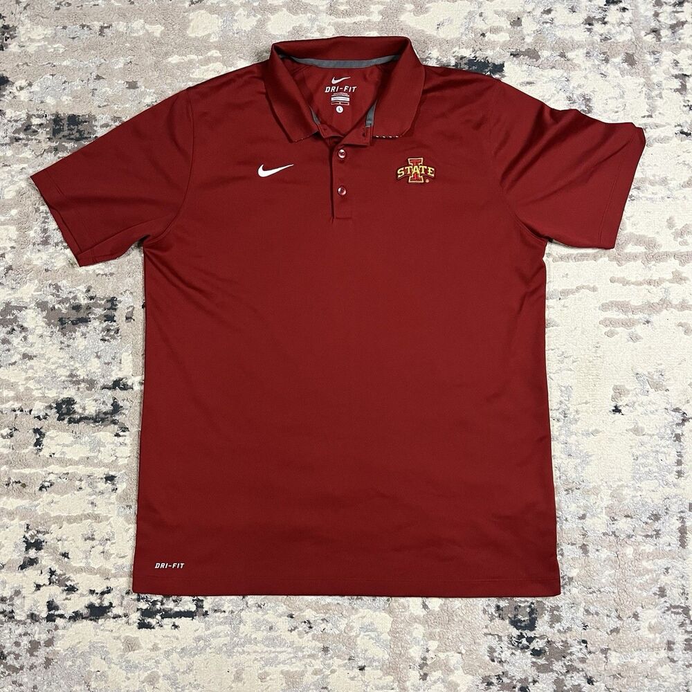 Iowa State University ISU Cyclones Nike DRI Fit Men's Polo Shirt Red Size Large
